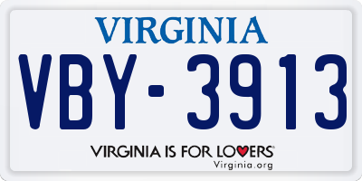 VA license plate VBY3913