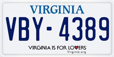VA license plate VBY4389