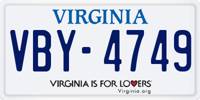 VA license plate VBY4749