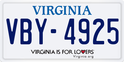 VA license plate VBY4925