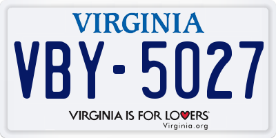 VA license plate VBY5027