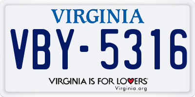 VA license plate VBY5316