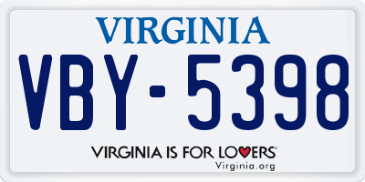 VA license plate VBY5398