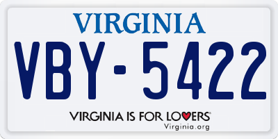 VA license plate VBY5422