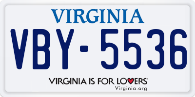 VA license plate VBY5536
