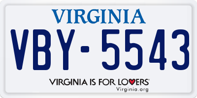 VA license plate VBY5543
