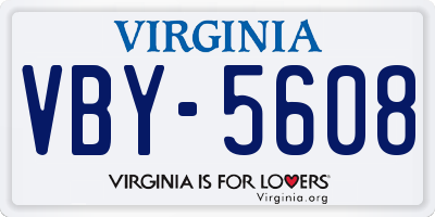 VA license plate VBY5608