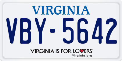 VA license plate VBY5642