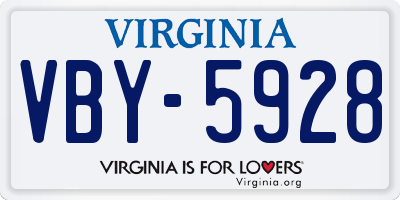 VA license plate VBY5928