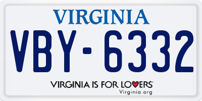 VA license plate VBY6332