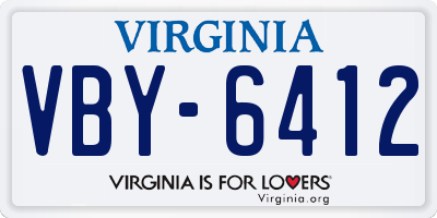 VA license plate VBY6412