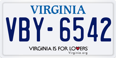 VA license plate VBY6542