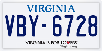 VA license plate VBY6728