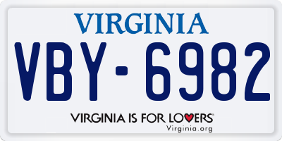 VA license plate VBY6982