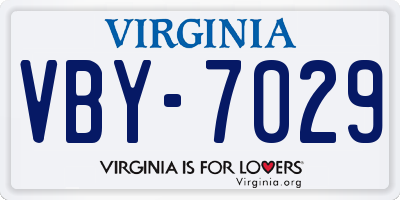 VA license plate VBY7029