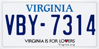 VA license plate VBY7314