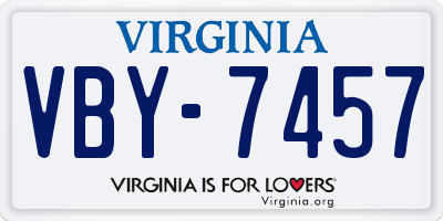 VA license plate VBY7457