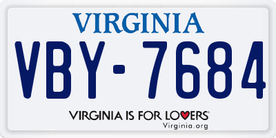 VA license plate VBY7684