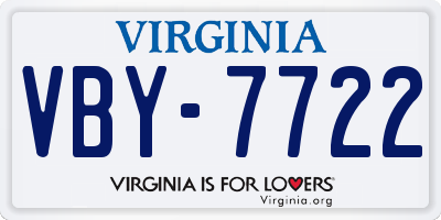VA license plate VBY7722