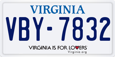 VA license plate VBY7832