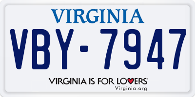 VA license plate VBY7947