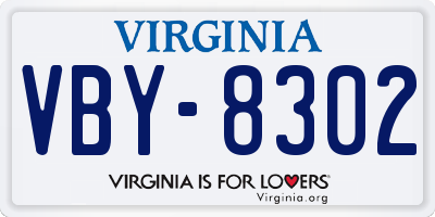 VA license plate VBY8302