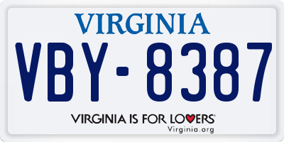 VA license plate VBY8387