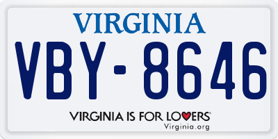 VA license plate VBY8646