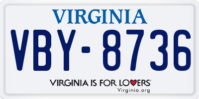 VA license plate VBY8736
