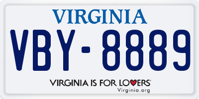 VA license plate VBY8889