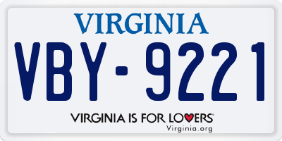 VA license plate VBY9221