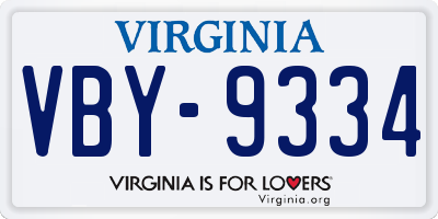 VA license plate VBY9334