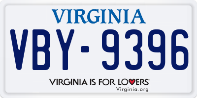 VA license plate VBY9396