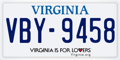 VA license plate VBY9458