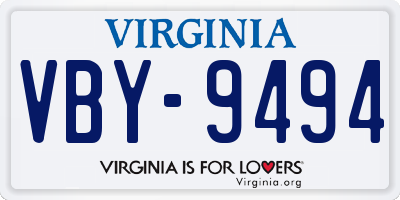 VA license plate VBY9494