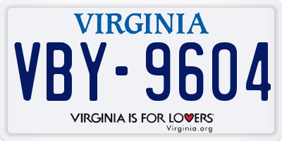 VA license plate VBY9604