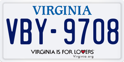VA license plate VBY9708