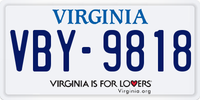 VA license plate VBY9818