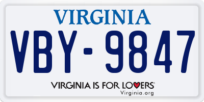 VA license plate VBY9847
