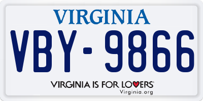 VA license plate VBY9866