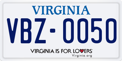 VA license plate VBZ0050