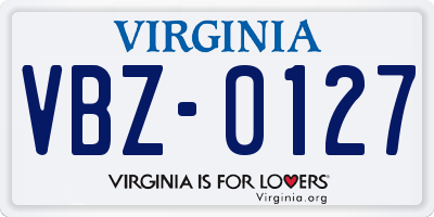 VA license plate VBZ0127