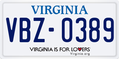 VA license plate VBZ0389