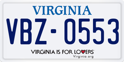 VA license plate VBZ0553