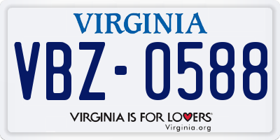 VA license plate VBZ0588