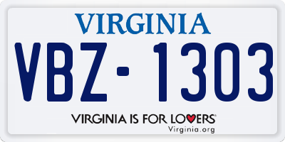 VA license plate VBZ1303
