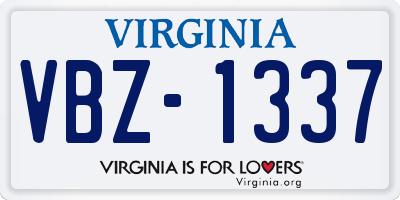 VA license plate VBZ1337