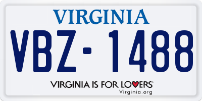 VA license plate VBZ1488
