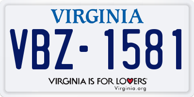 VA license plate VBZ1581