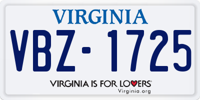 VA license plate VBZ1725
